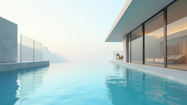 Piscine coque fond plat paroi droite avec Neptune Piscines